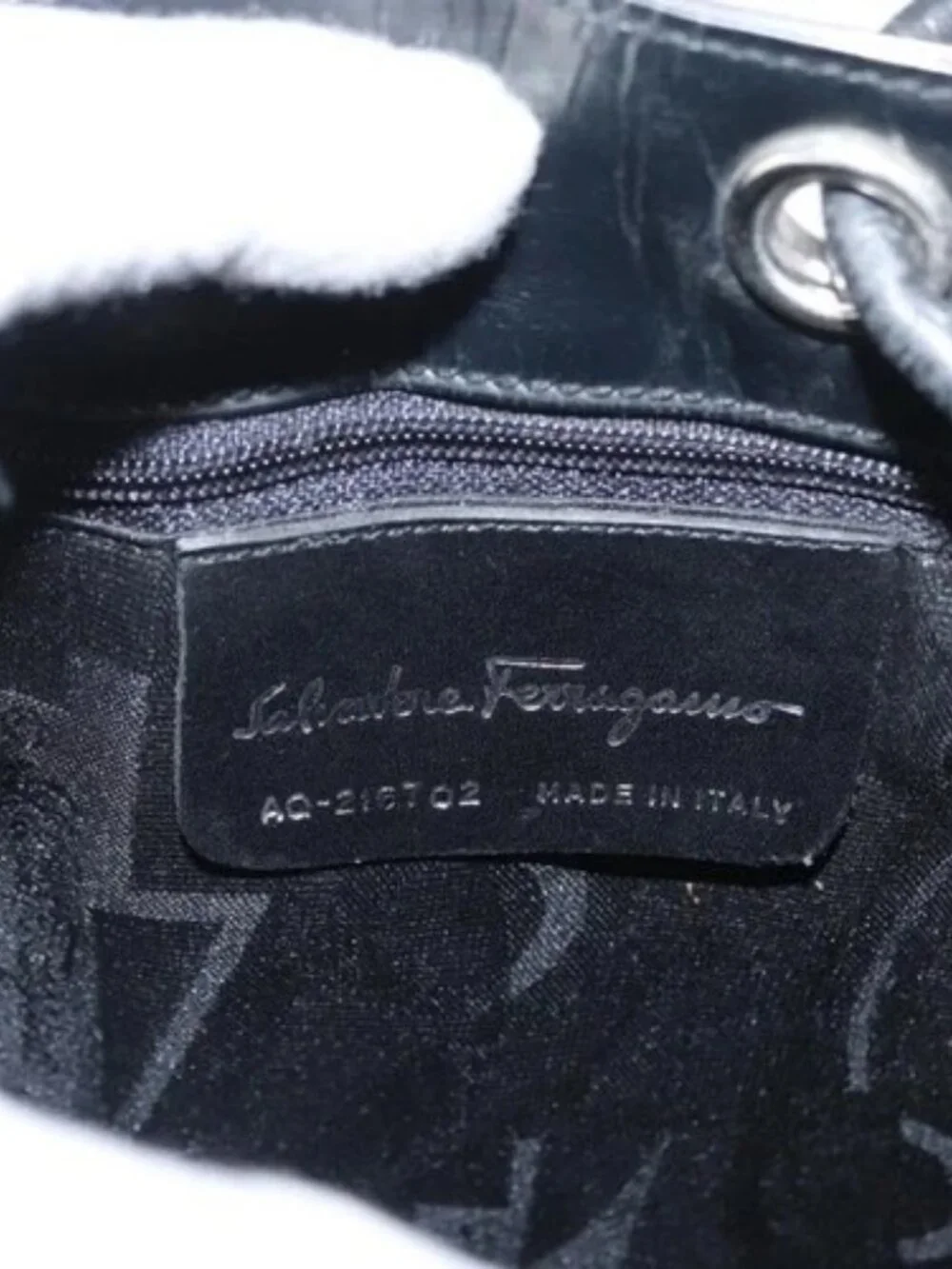 Salvatore Ferragamo Vala Backpack Leather Silver Auth BA8422